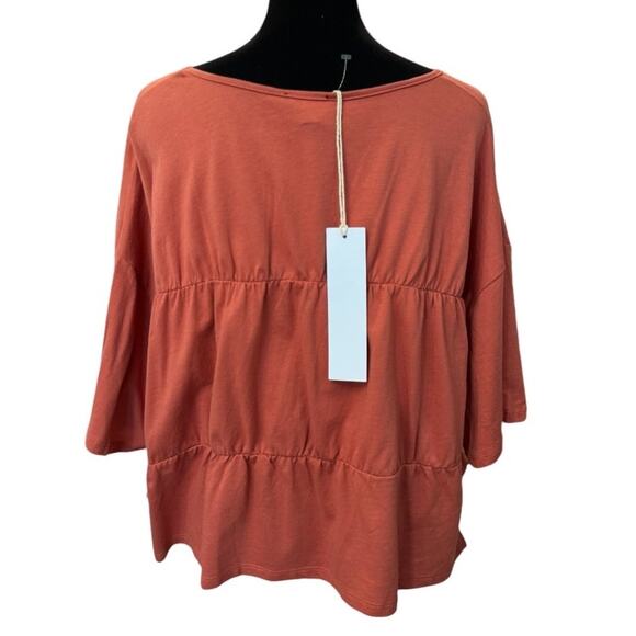 New ~ LUMIERE NORDSTROM ~ FALL Brown 3/4 Sleeve Blouse Top Size Small - Picture 3 of 5